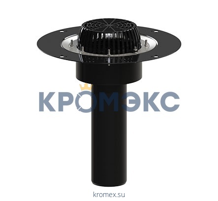 Воронка кровельная с вертикальным выпуском Дн 110 с листвоуловителем, прижимным фланцем из нержавеющей стали Татполимер ТП-01.У.100/4