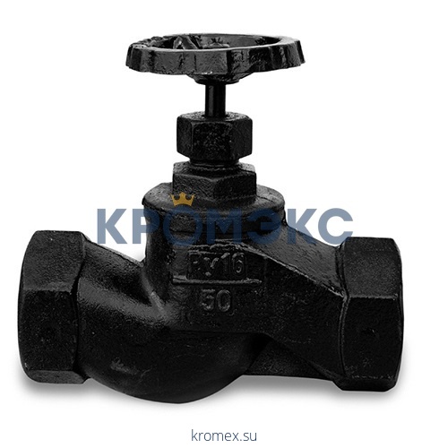Клапан запорный чугун 15кч18п Ду 40 Ру16 Тмакс=225 оС ВР с маховиком Китай
