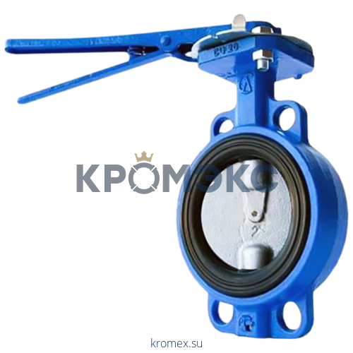 Затвор дисковый поворотный чугун 32ч1р Ду 100 Ру16 межфл с рукояткой диск чугун манжета EPDM ЛМЗ