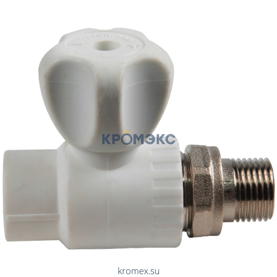 Кран PP-R шаровой белый НР Дн 20х1/2" прямой для радиатора RTP (РосТурПласт) 17136