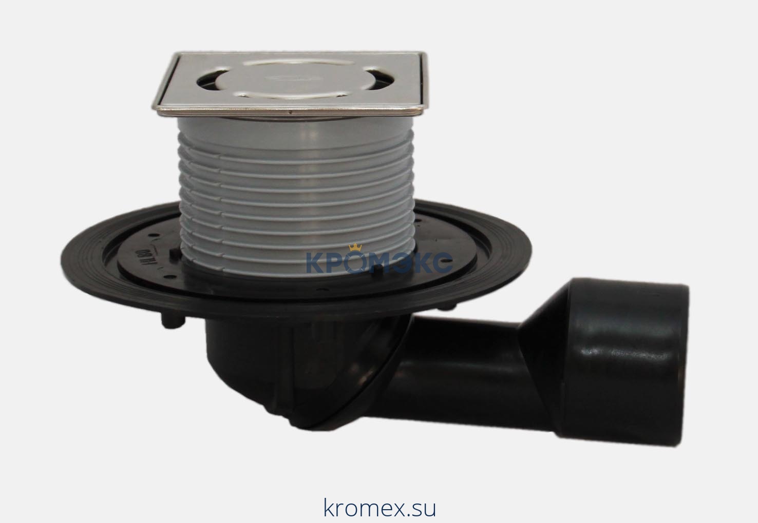 Трап для балконов и террас регулируемый с "сухим" затвором Дн 50/75 с нержавеющей решёткой 115х115мм с фиксацией решетки Klick-Klack горизонтальный/вертикальный выпуск HL HL80-3000