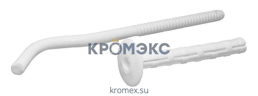 Кронштейн настенный штыревой круглый 7х180мм для радиатора в/к дюбель белый Симтек 6-0014