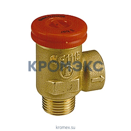 Клапан предохранительный пружинный угловой латунь R140SY Ду15х15 НР/ВР G1/2"хG1/2" Рср=2.5бар 110С Giacomini R140SY102