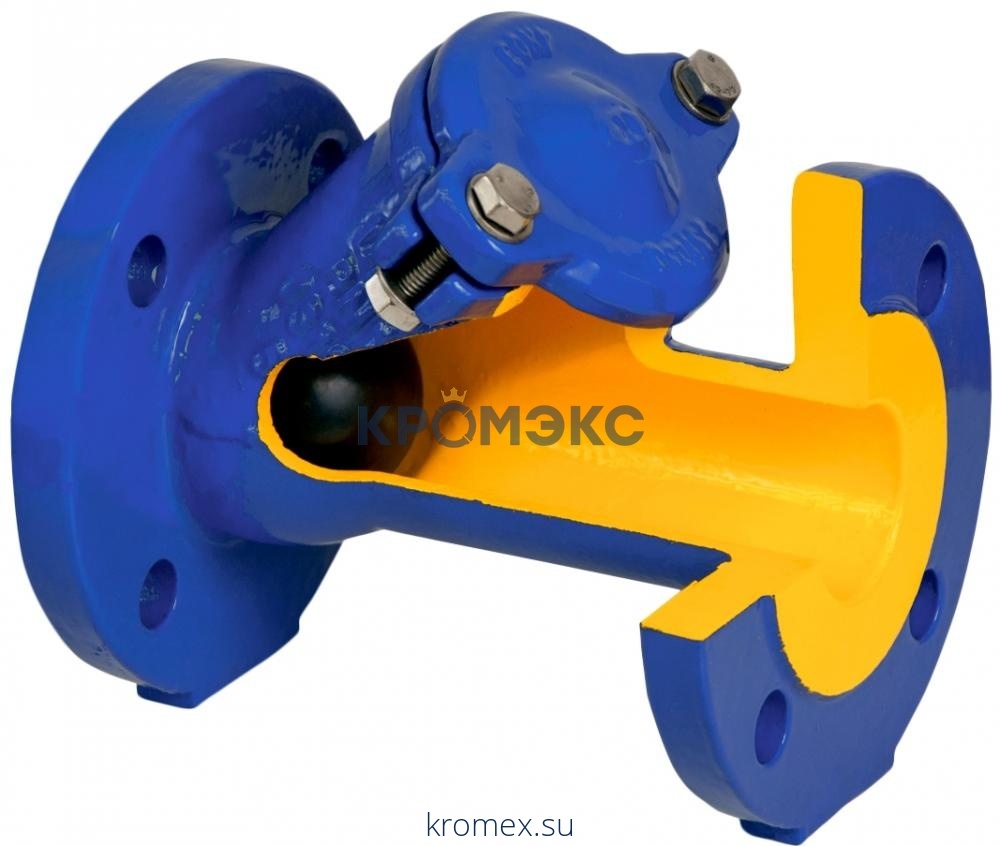 Клапан обратный чугун шаровой 400D Ду 150 Ру16 Тмакс=70 оС фл шар сталь Zetkama 400D150C55