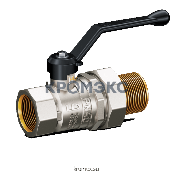 Кран шаровой латунь никель Pride Ду 25 Ру40 ВР/"американка" полнопроходной рычаг аналог 11б27п1 LD 47.25.В-ГШ.Р .