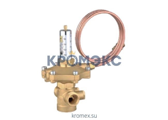 Регулятор перепада давления APT-R DN20 PN20, Kvs=2,9 м³/ч, Tmax 120 °С, ΔРмакс=1,5 бар, с наружной резьбой, c изменяемой настройкой 5-35 кПа, импульсной трубкой, латунь, Ридан 003Z5702R