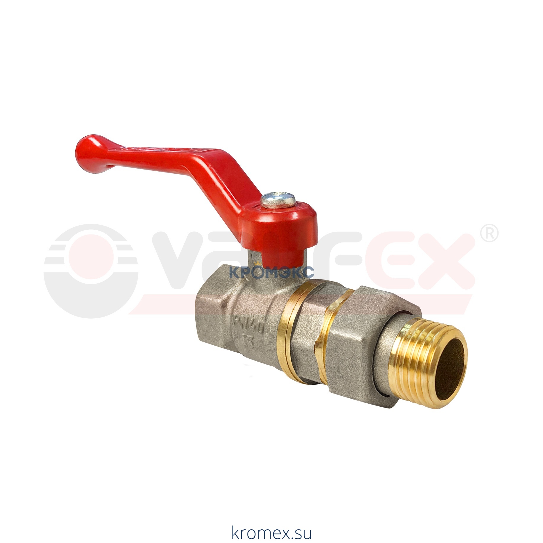 Кран шаровой латунь никель 11Б27фт1М Ду 20 Ру40 ВР/"американка" полнопроходной рычаг VALFEX VF.225.NR1.034