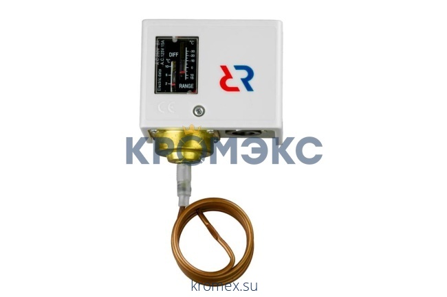 Реле температуры KP61R, диапазон настройки уставки -30 … +15 °C, дифференциал 2 … 10 °C, длина капиллярной трубки 1 м, Ридан 060L126666R