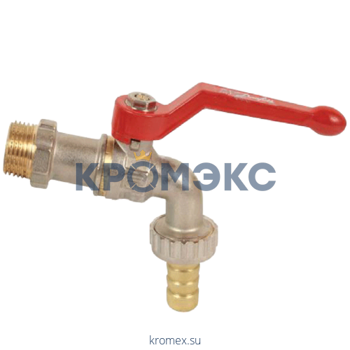 Кран шаровой водоразборный латунь со штуцером BVR-C Ду 25 Ру10 НР/штуц R1" рычаг Danfoss 065B8202