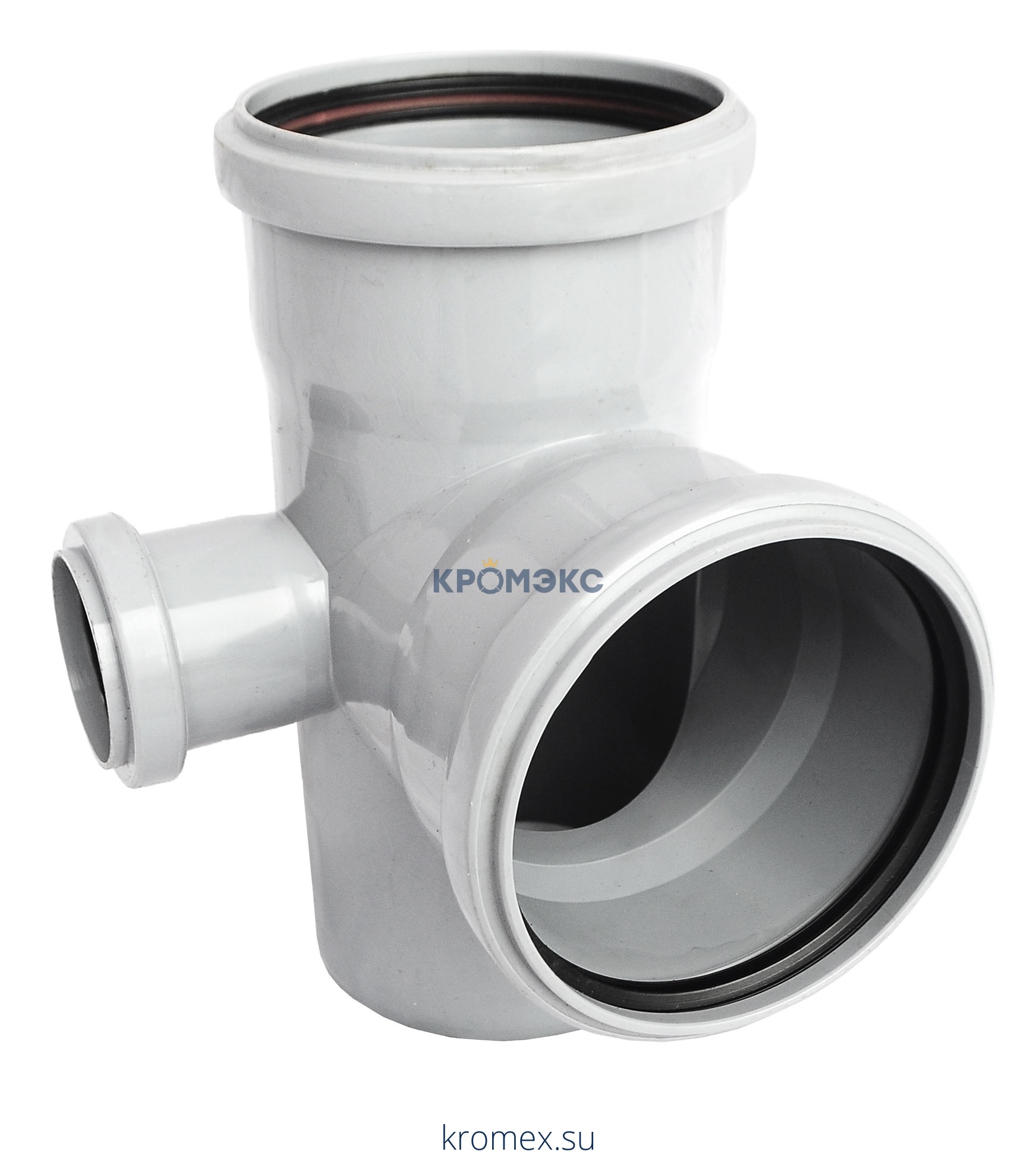 Крестовина PP-H 2-плоскостная левая бесшумная белая Дн 110х110х50х87гр б/нап в/к RTP (РосТурПласт) 24571