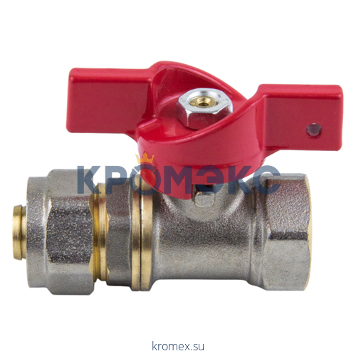 Кран шаровой латунь никель 1016 Euro Дн 16х1/2" Ру16 ВР/обжим бабочка Aquasfera 1016-01