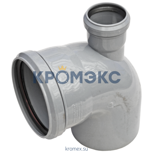 Отвод PP-H с выходом фронтально-вверх серый Дн 110х50х90гр б/нап в/к Ostendorf 904036