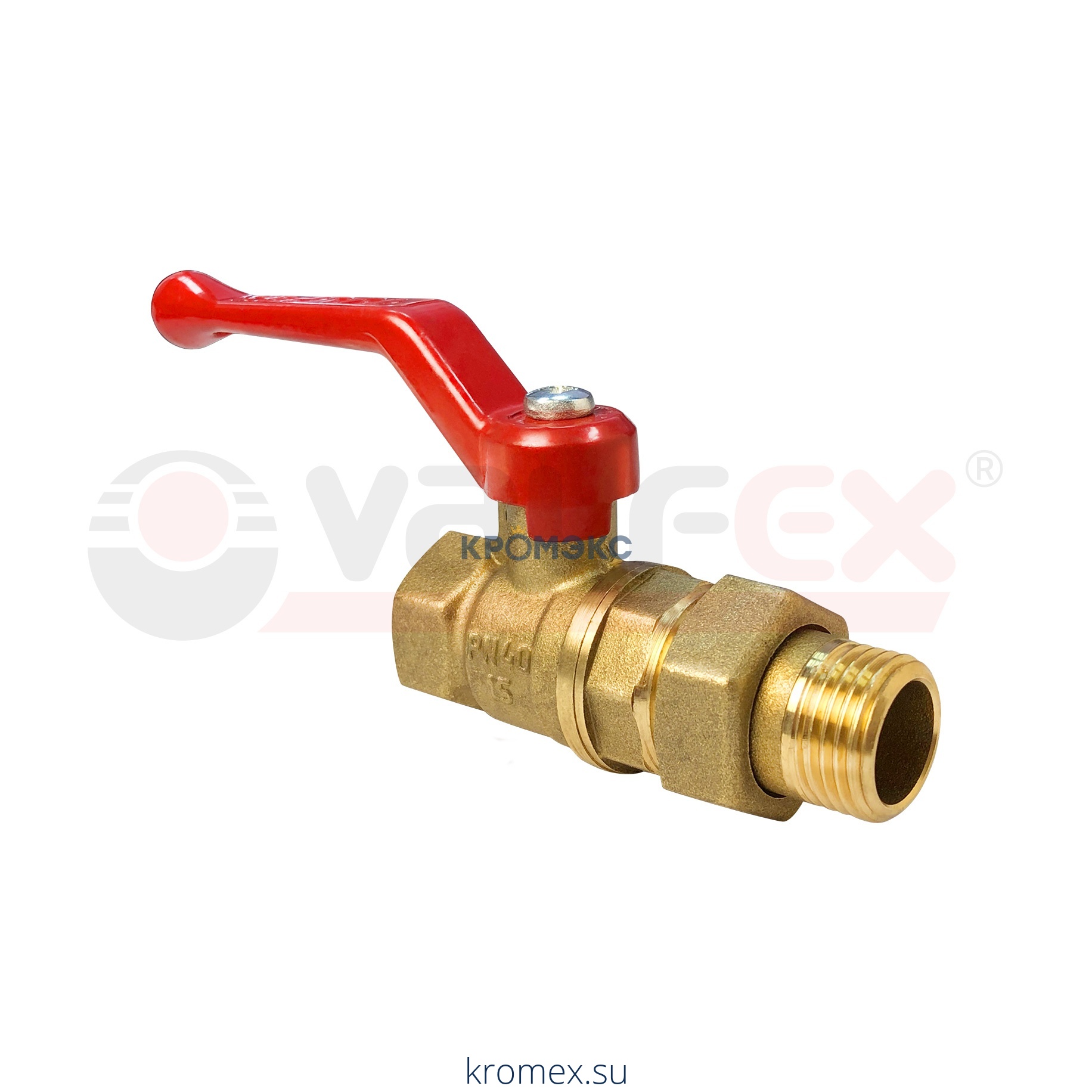 Кран шаровой латунь 11Б27фт1М Ду 20 Ру16 ВР/"американка" полнопроходной рычаг VALFEX VF.225.LR1.034