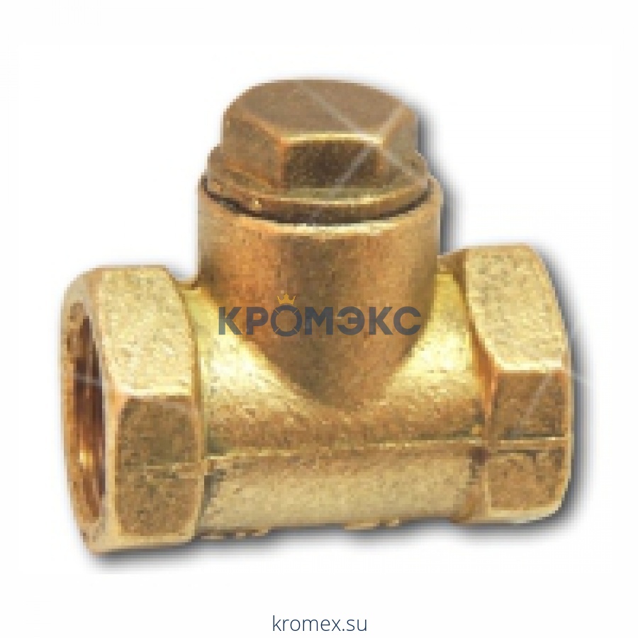 Клапан обратный латунь подъемный Ду 15 Ру16 Тмакс=70 оС ВР G1/2" золотник латунь Цветлит ZW20026