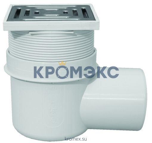 Трап регулируемый с гидрозатвором Дн 110 с нержавеющей решёткой 147х147мм горизонтальный выпуск HL HL72N