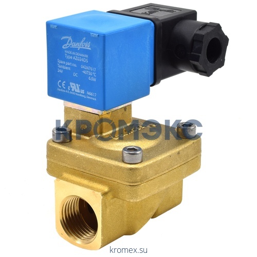 Клапан эл/магн латунь НЗ EV220W Ду50 Ру16 G2'' ВР серия 10-50 с катушкой AS024DS 24В DC 80С Danfoss 042U426902