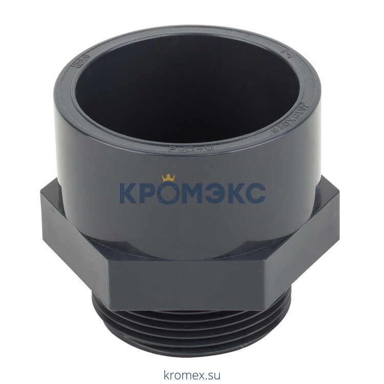 Муфта ПВХ серая под клеевое соед Дн 20х1/2" Ру10 НР напорная Aquaviva