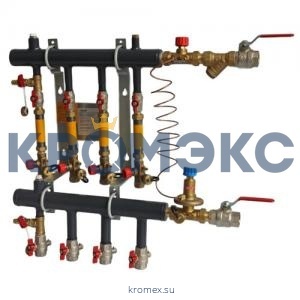 Узел коллекторный этажный сталь Ду 50 для учёта расхода ТЭ TDU.3 2 вых DN50-2R-32-APT25-MNT15 прав Danfoss 150U0974