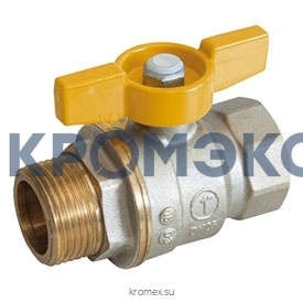 Кран шаровой латунь никель газ R734G Ду 15 ВР/НР полнопроходной бабочка Giacomini R734GAX003