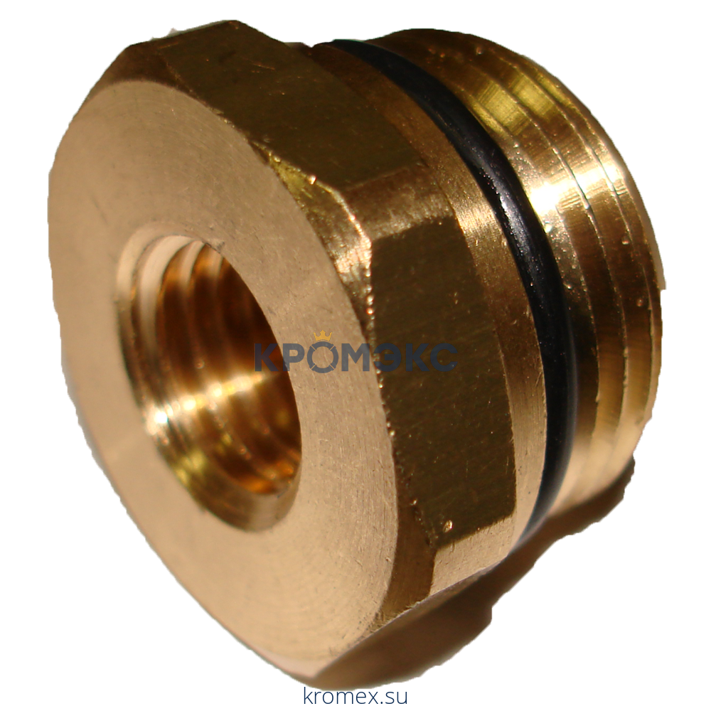 Футорка латунь Ду 15х8 (1/2"х1/4") с резиновым кольцом НР/ВР Апогей 310013