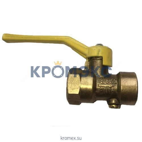 Кран для манометра шаровой латунь 11Б27п10 Ду 15 Ру16 ВР G1/2"-М20х1,5 с рукояткой без фланца для газа ВИПРА КШМ-05.00.000