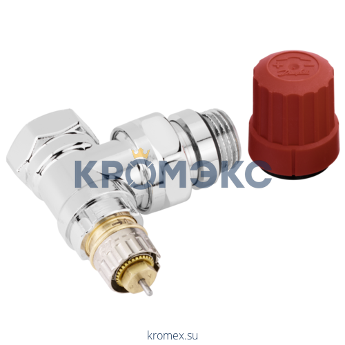 Клапан термостатический RA-NCX для двухтр Ду 15 Ру10 угловой ВР клипс RTR (RA) хром глянцевый Danfoss 013G4247