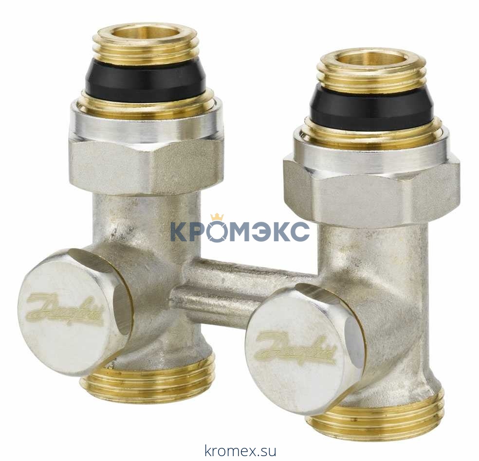 Узел нижнего подключения RLV-KS для двухтр Ду 15 Ру10 1/2"x3/4"ЕК угловой Danfoss 003L0222