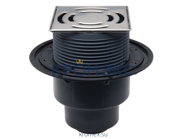 Трап регулируемый с "сухим" затвором "Primus" Дн 50/75/110 с нержавеющей решёткой 138х138мм вертикальный выпуск HL HL3100Pr