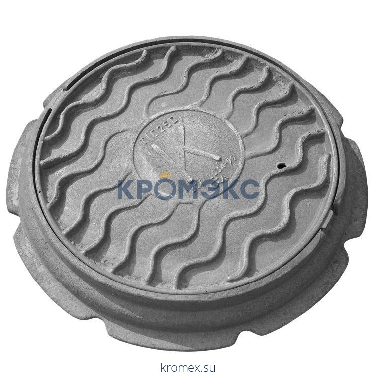 Люк чугун (К) канализационный Т (тяжелый) круглый (С250) m=89кг h=100мм 4х ушковый ГОСТ 3634-99 Кронтиф