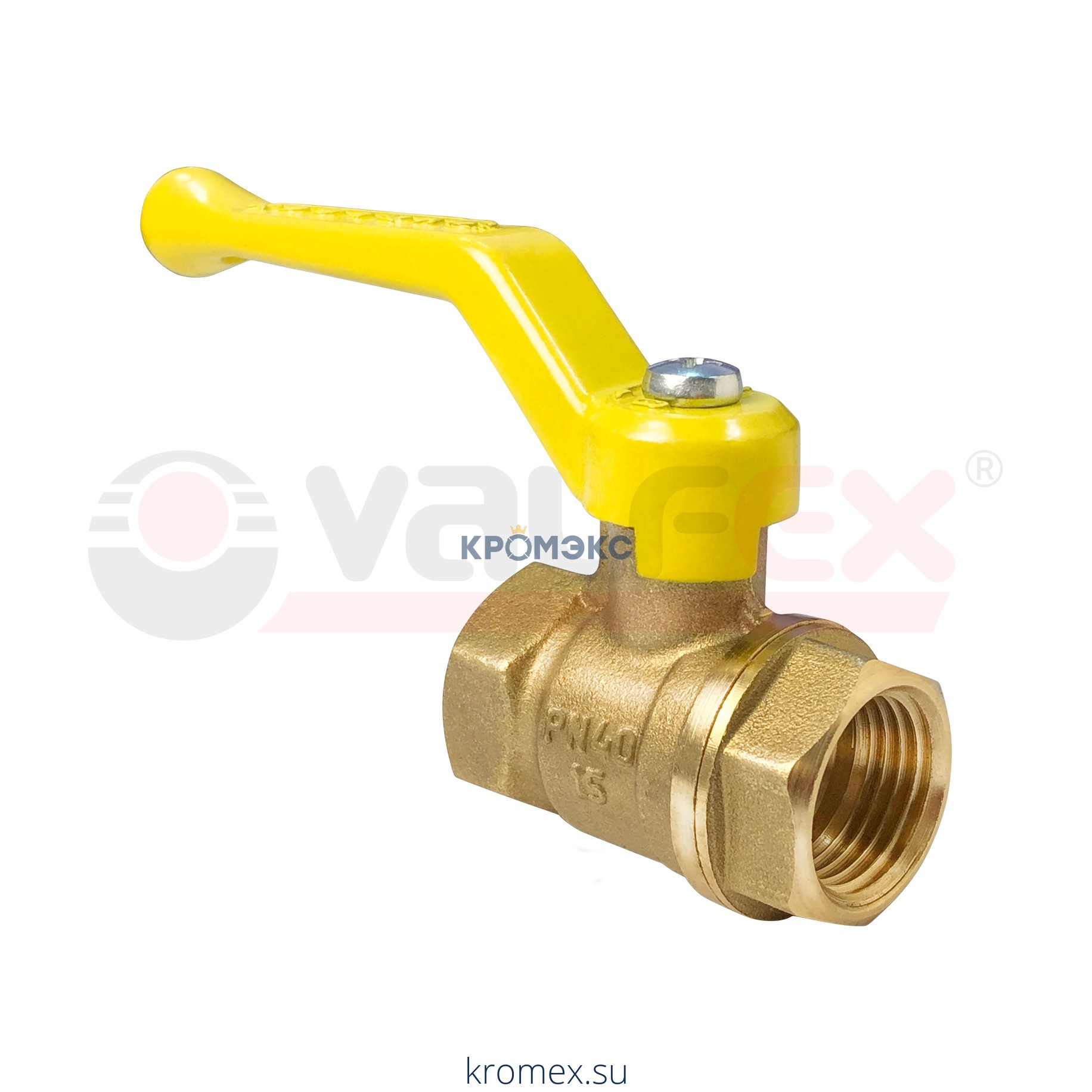 Кран шаровой латунь газ 11Б27фтМ Ду 50 Ру25 ВР полнопроходной рычаг VALFEX VF.271.LR3.200