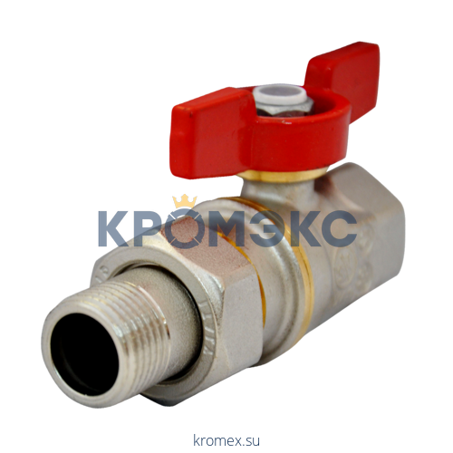 Кран шаровой латунь никель R919 Ду 15 Ру42 ВР/"американка" полнопроходной бабочка Giacomini R919X003