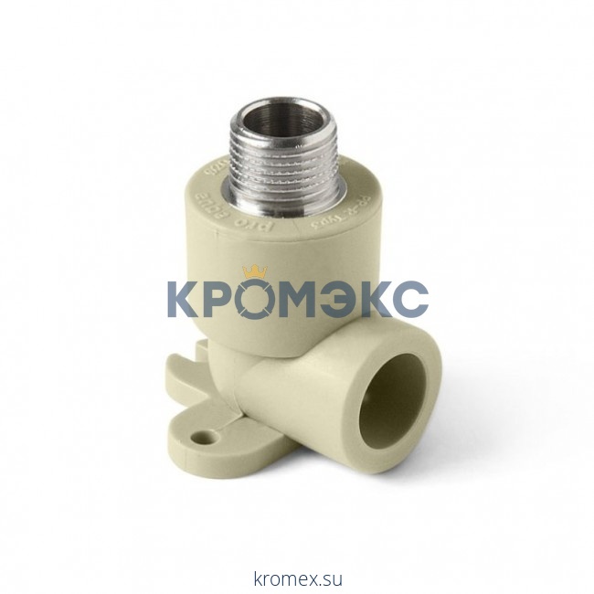 Угольник PP-R комбинированный серый НР Дн 20х1/2" с креплением RTP (РосТурПласт) 11056