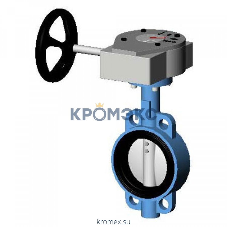 Затвор дисковый поворотный чугун VP4458-08EP Ду 200 Ру25 межфл с редуктором диск чугун манжета EPDM Tecofi VP4458-08EP0200