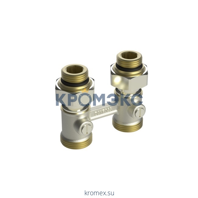 Клапан запорный LV-KB DN 15 PN 10, Т=95 °С, прямой, с переходниками, без возможности опорожнения, для нижнего присоединения к радиатору, Ридан 003L0392R