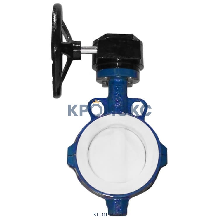 Затвор дисковый поворотный чугун VP4449R-08PTFE Ду 300 Ру10 межфл с редуктором диск нерж манжета PTFE Tecofi VP4449R-08PTFE0300