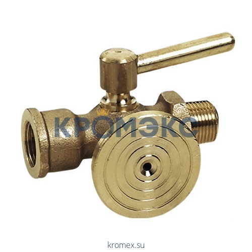 Кран для манометра 3-ходовой латунь 1808 Ду 15 Ру16 ВР/НР G1/2" с рукояткой с фланцем OR 1808.015