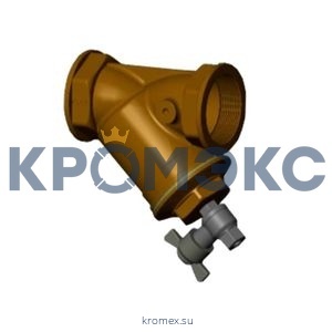 Фильтр сетчатый Y-образный бронза Ду 32 Ру16 Тмакс=120 oC G1 1/4" ВР F2142 со сливным краном Tecofi F2142-0032