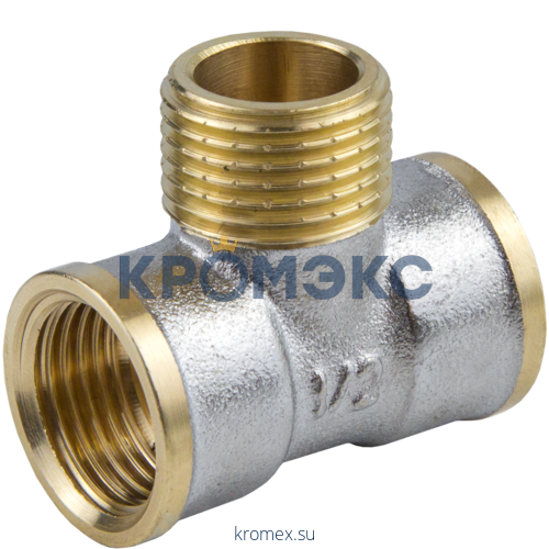 Тройник латунь никель Ду 15 (1/2") ВР/НР/ВР 9009 ГОСТ 32585-2013 Aquasfera 9009-01