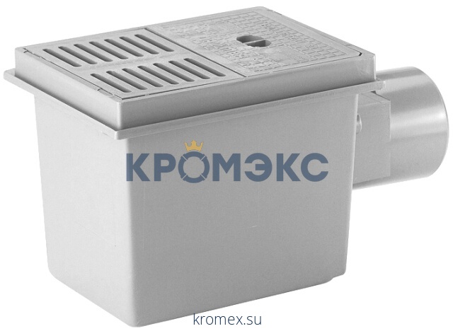 Трап для подвалов и тех.помещений нерегулируемый с гидрозатвором Дн 110 с пластиковой решёткой 180х125мм горизонтальный выпуск HL HL77