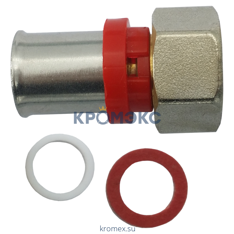 Муфта МП латунь никель пресс 8013 Дн 16х1/2" с накидной гайкой ГОСТ 32415-2013 Aquasfera 8013-01