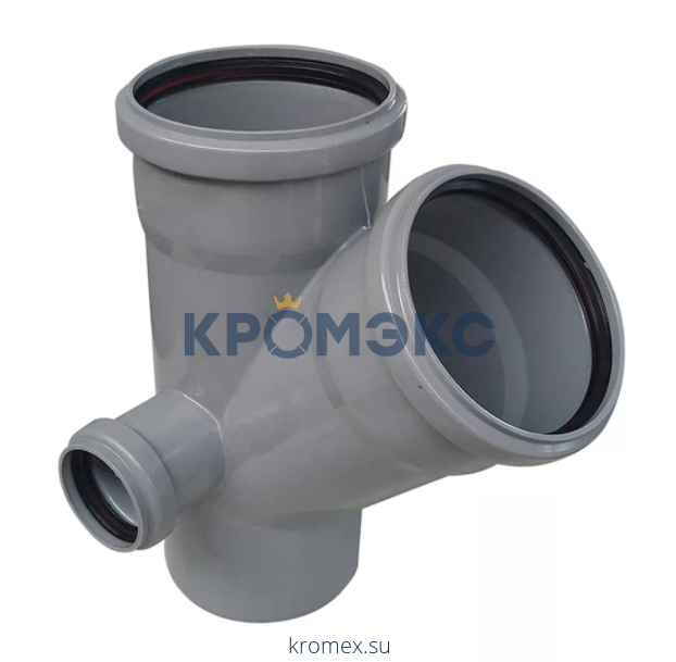 Крестовина PP-H 2-плоскостная левая серая Дн 110х110х50х45гр б/нап RTP (РосТурПласт) 19198