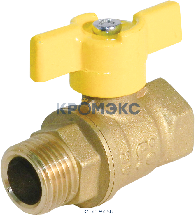 Кран шаровой латунь газ 11б27п А11/1 Ду 25 Ру25 ВР/НР полнопроходной бабочка БАЗ БАЗ.А11.1.25
