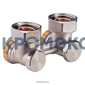 Узел нижнего подключения R388 для двухтр Ду 15 Ру10 1/2"x3/4"ЕК угловой Giacomini R388X012