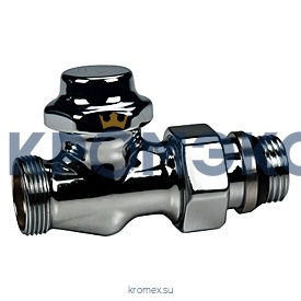 Клапан запорный для полотенцесушителей и дизайн радиаторов T31C Ду 15 Ру16 1/2"x16 НР прямой штуцер с герметичной прокладкой хром глянцевый Giacomini T31CX003