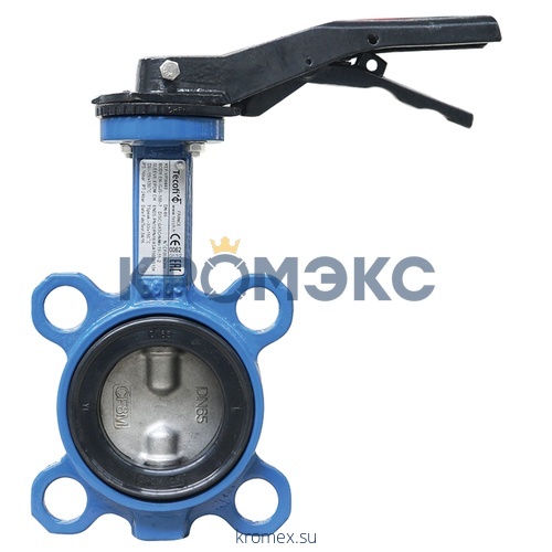 Затвор дисковый поворотный чугун VPI4449-02EP Ду 150 Ру16 межфл с рукояткой диск нерж манжета EPDM Tecofi VPI4449-02EP0150