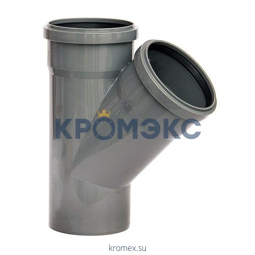Тройник НПВХ с раструбом серый Дн 110х110х45гр б/нап в/к ТУ 6-49-33-92