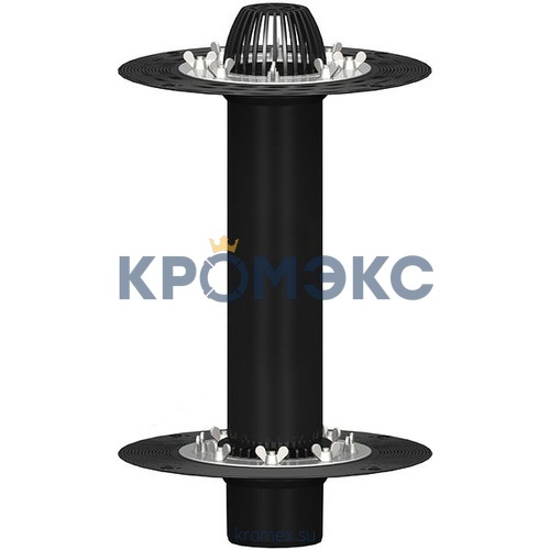 Воронка кровельная с вертикальным выпуском двухуровневая Дн 110 c листвоул с приж фл с дренаж кол с эл/под Татполимер ТП-09.100-Э