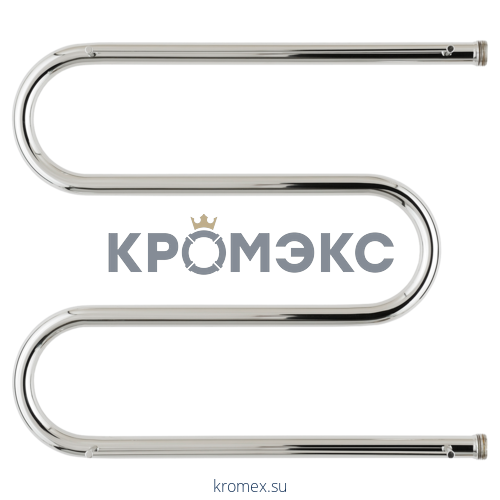 Полотенцесушитель водяной нерж сталь М-образный Ду 25 (1") НР с полочкой 500х800мм боковое подключение в/к Элит-Металл ВЭК-04-05