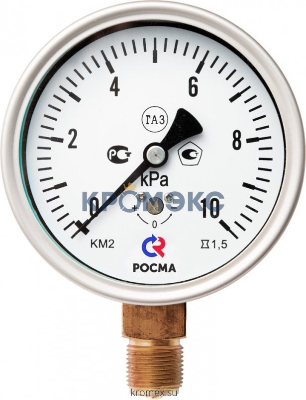 Манометр КМ-22Р радиальный Дк100мм 0-6 кПа G1/2" Росма 00000002253