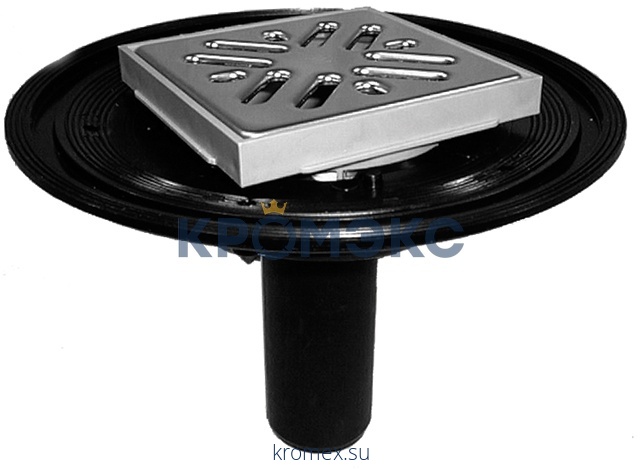 Трап для балконов и террас нерегулируемый Дн 40 с нержавеющей решёткой 94х94мм вертикальный выпуск HL HL92